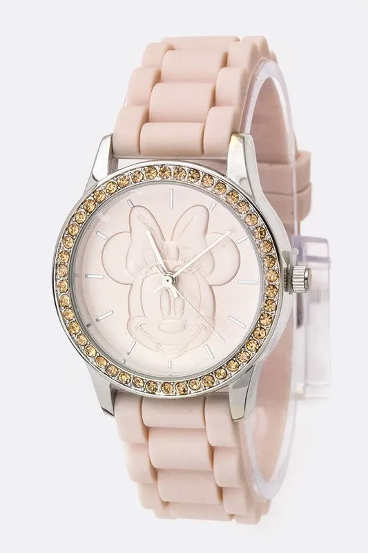 Crystal Bezel Embossed Minnie Jelly Watch