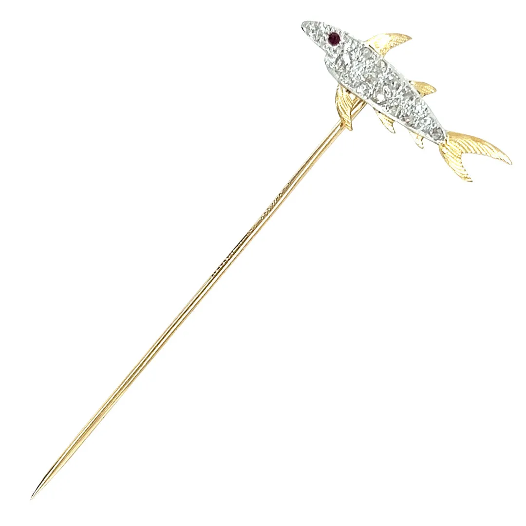 Diamond Fish Tie Pin