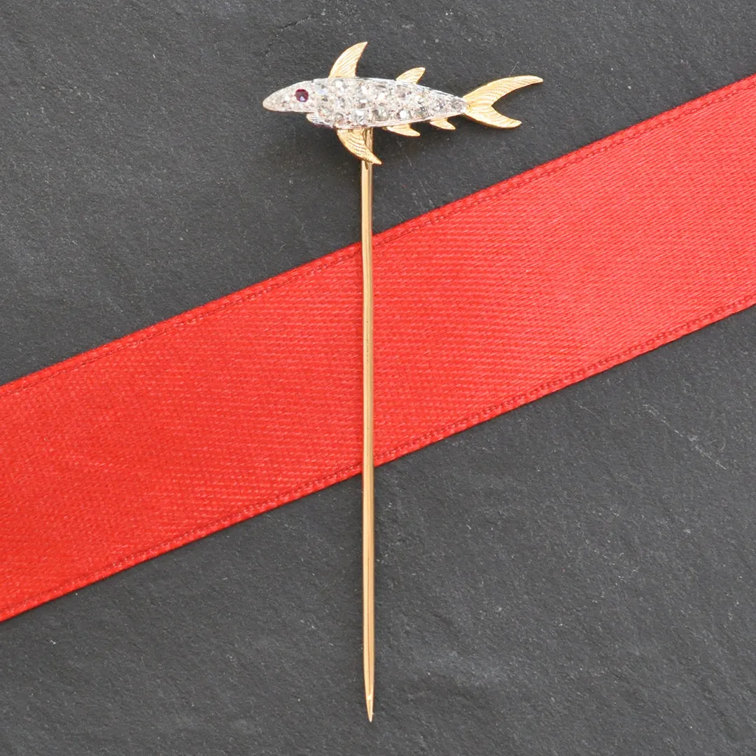 Diamond Fish Tie Pin