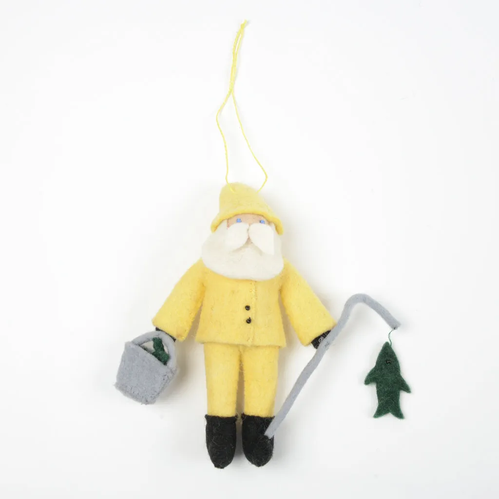 Fishing On The Docks Santa Ornament
