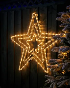 Flashing Star Rope Light Silhouette, Warm White, 72 cm