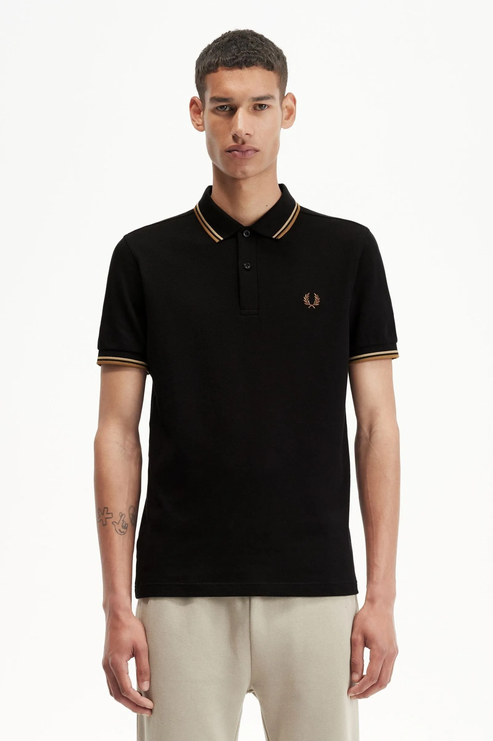 Fred Perry Polo Black / Warm Stone / Shaded Stone