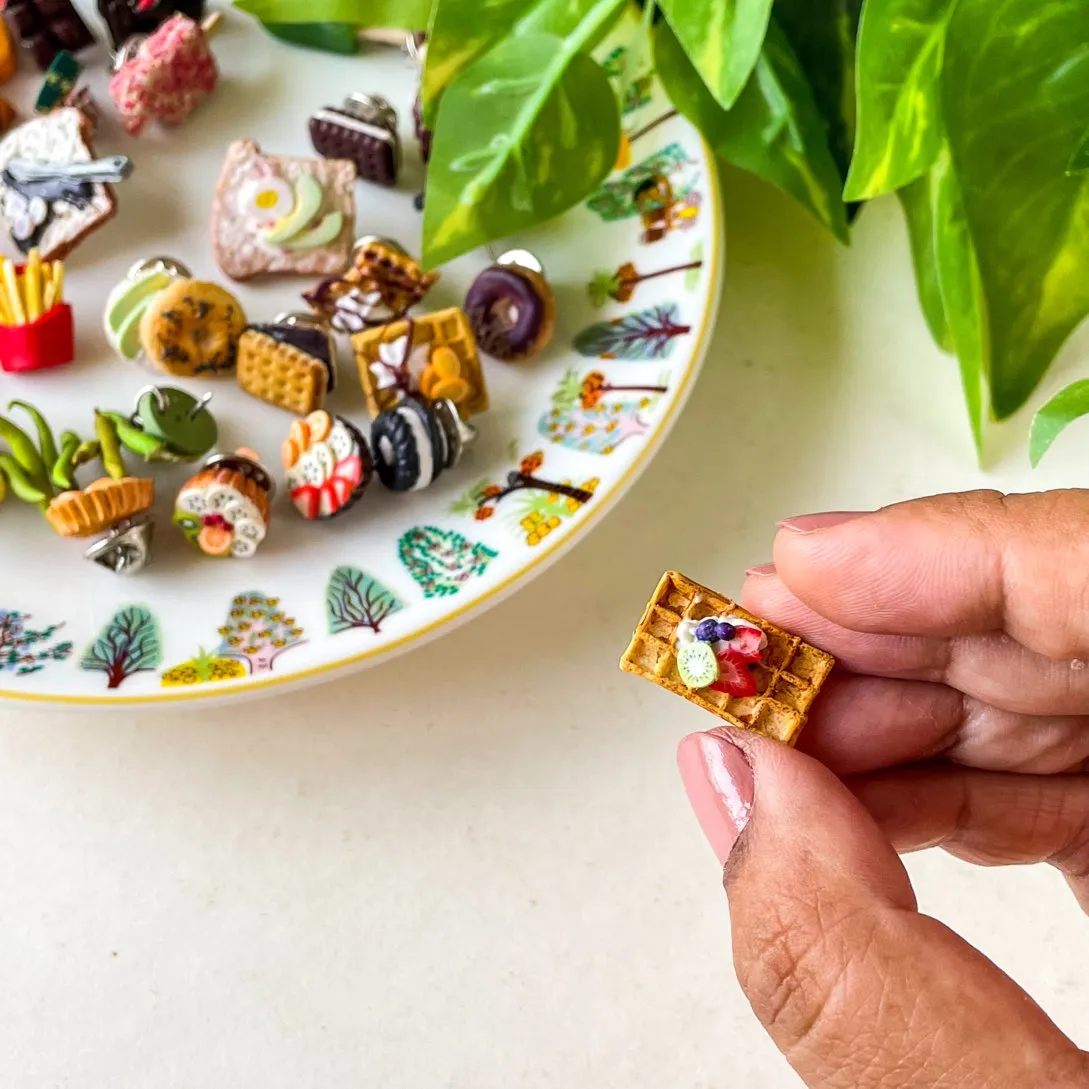 Fruit Waffles Rectangle Miniature Lapel Brooch Pin