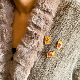 Fruit Waffles Rectangle Miniature Lapel Brooch Pin