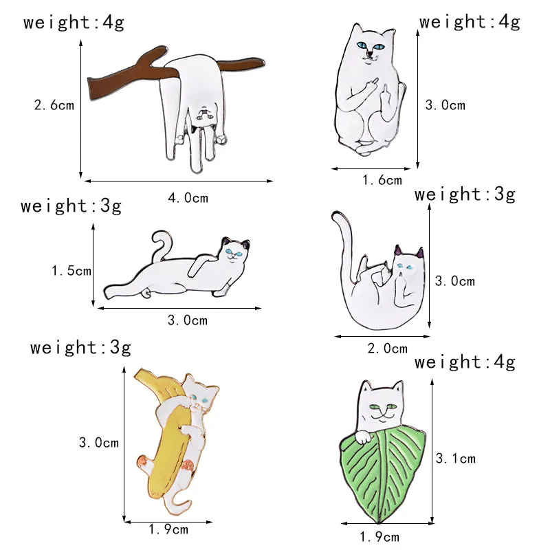 Funny Cats  Metal Brooch Pins