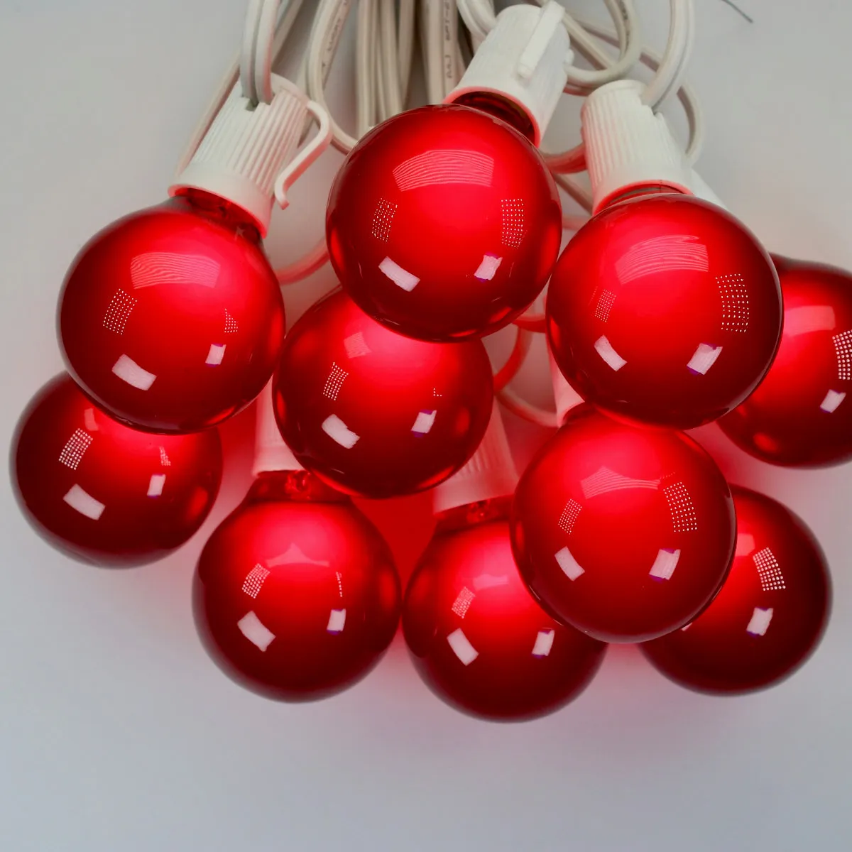 G40 Red Satin Glass Bulbs E12 Bases (25 Pack)