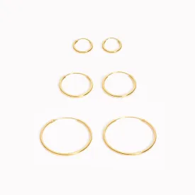 Gold Hoop Earrings Set