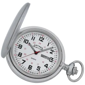 Gotham Men's Railway Classic Stainless Steel Analog Quartz Day/Date Hunter Pocket Watch # GWC14110S