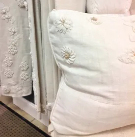Hand-Loomed Linen Sham with Popcorn Embellishments