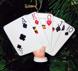 Hand of cards ornament - resin 3"