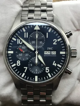 IWC Pilot Chronograph Petite Prince IW377717 Blue Dial Automatic Men's Watch