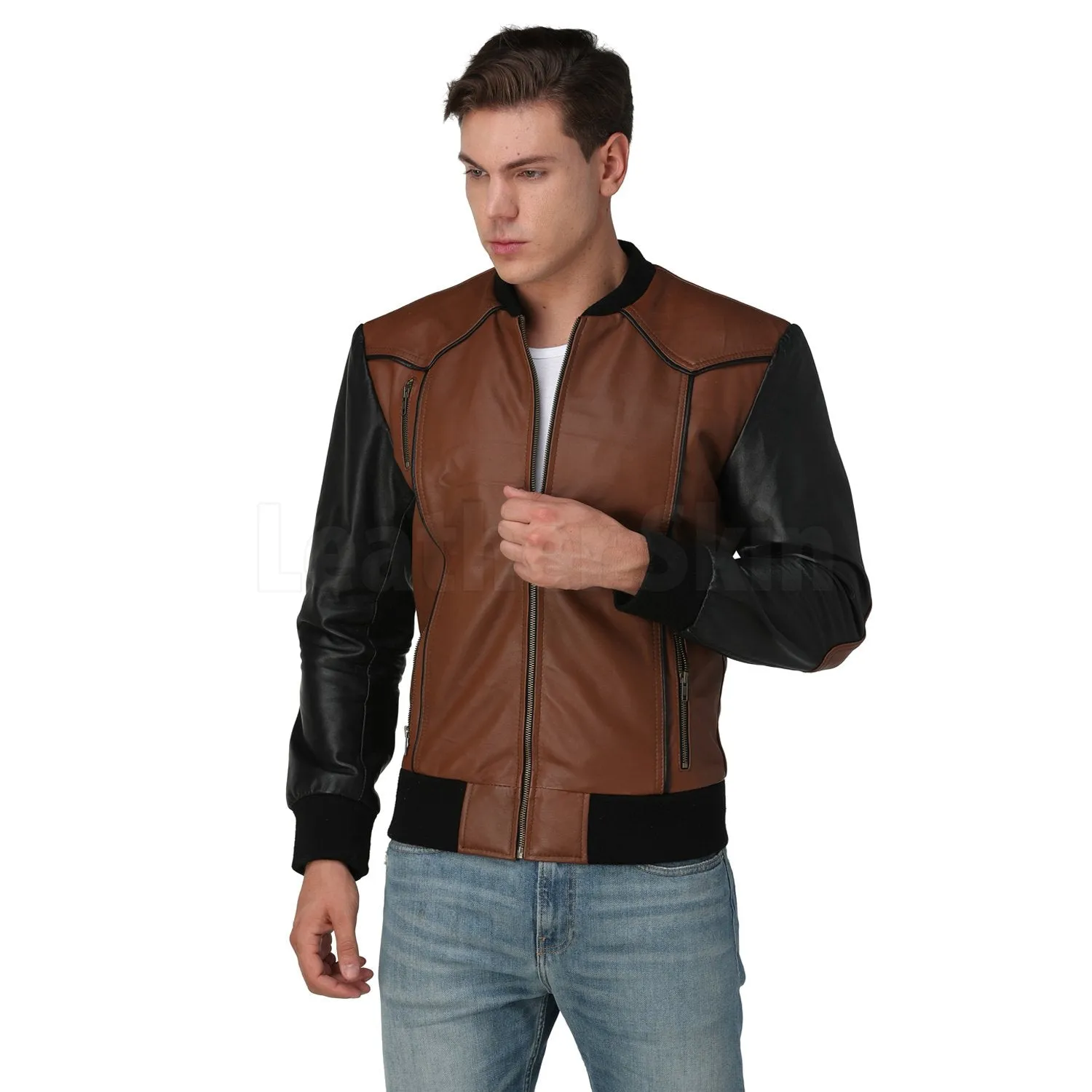 Justin Bomber Brown Leather Jacket