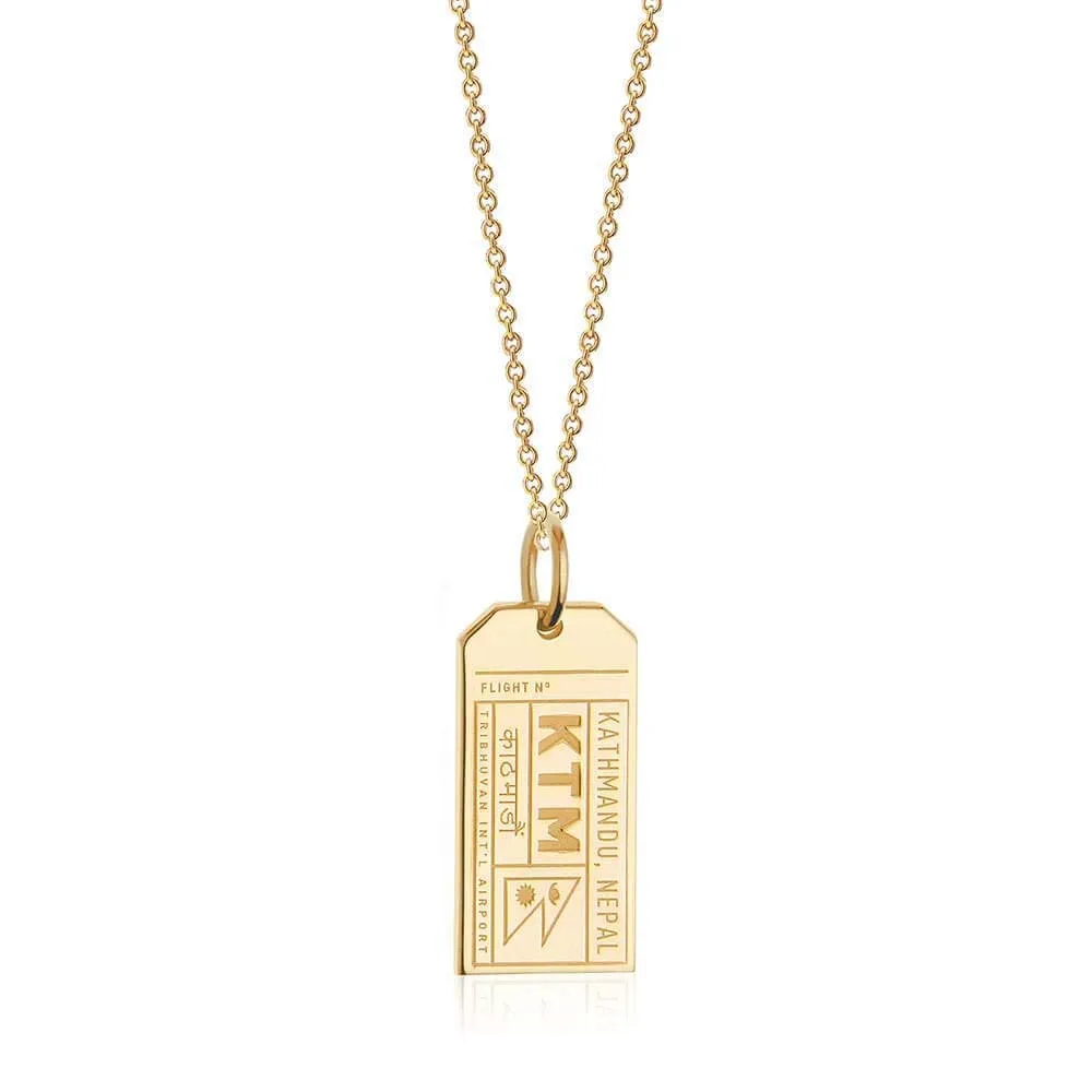 Kathmandu Nepal KTM Luggage Tag Charm Gold