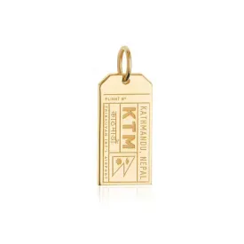 Kathmandu Nepal KTM Luggage Tag Charm Solid Gold