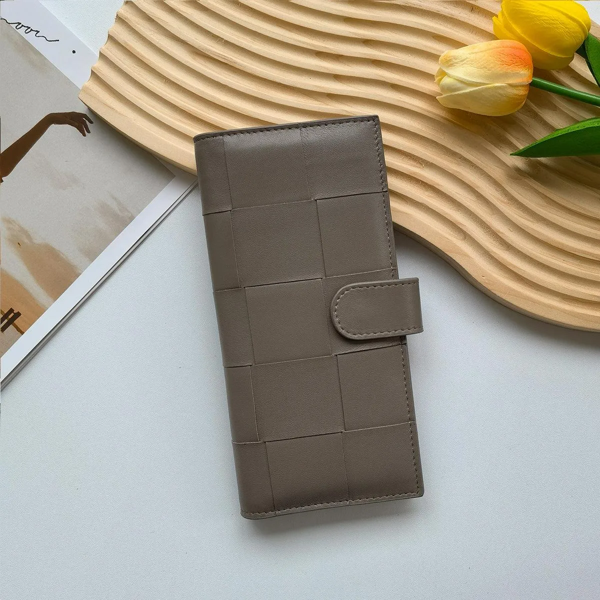 Lambskin Leather Interwoven Wallet, Women Woven Leather Cards Holder, Handcrafted Trifold Wallet, Designer Wallet, Women Purse, Gift For Her