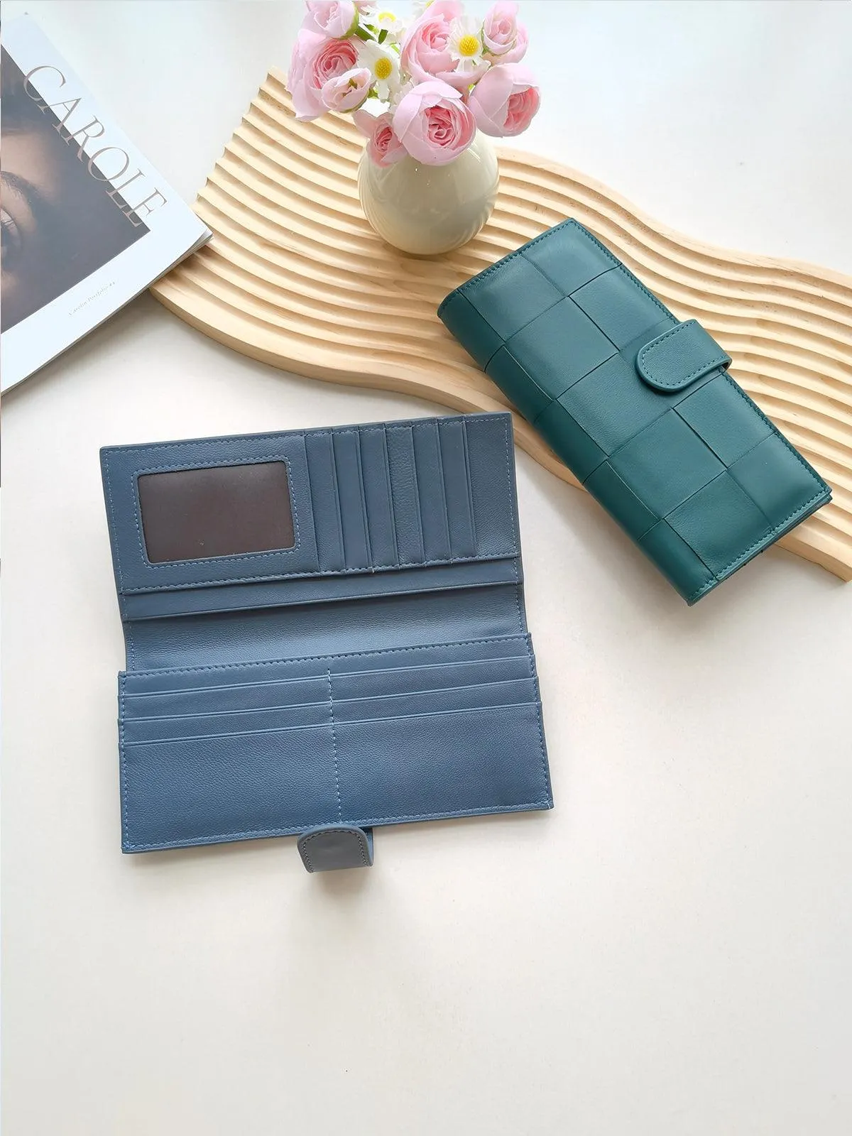 Lambskin Leather Interwoven Wallet, Women Woven Leather Cards Holder, Handcrafted Trifold Wallet, Designer Wallet, Women Purse, Gift For Her