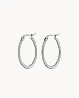 Large Signature Hoops, Silver