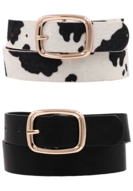 Let's Hear it for the Cows Faux Fur $ Faux Leather Belt Set