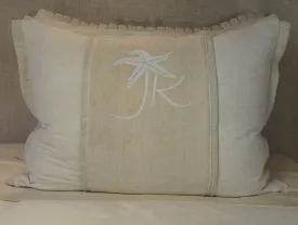 Linen Pillow Cover with JK Starfish Design