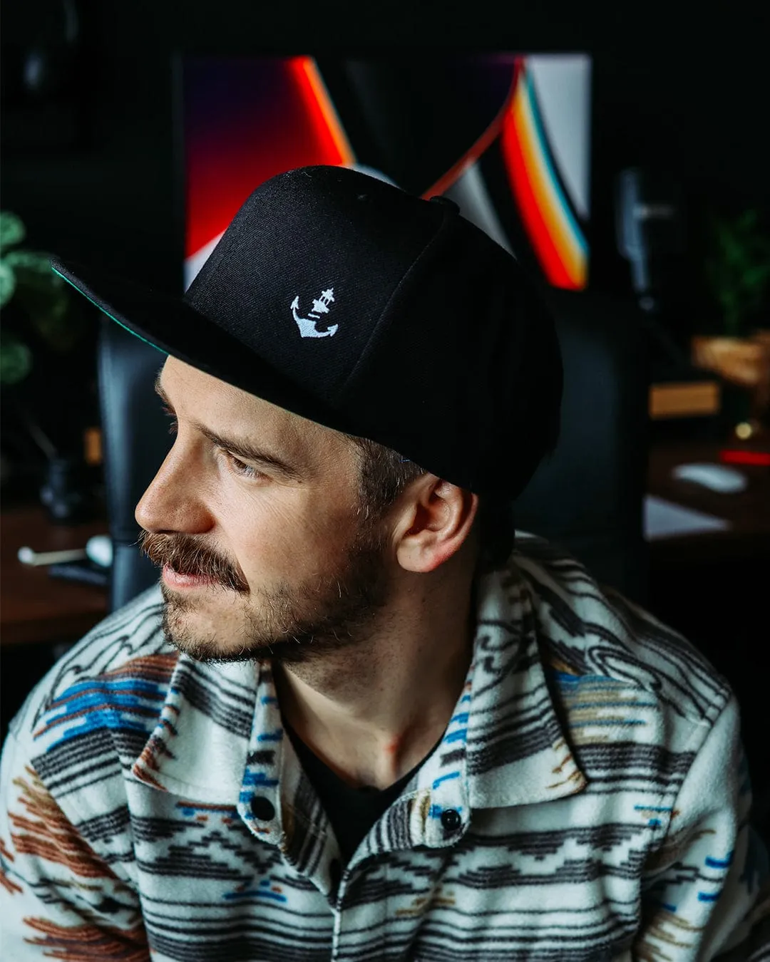 Logo Stitch Snapback Cap - Black/Green