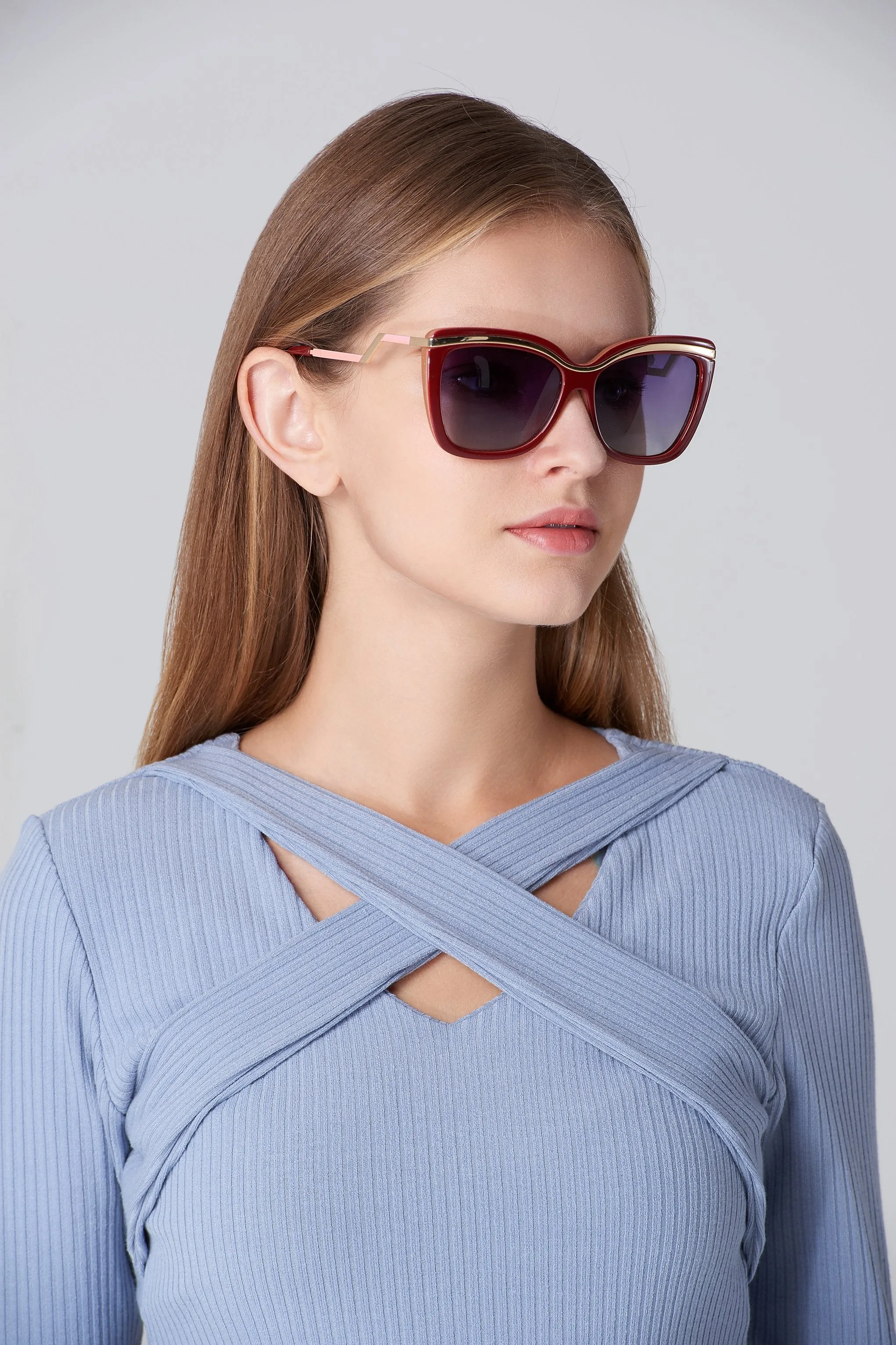 Maroon and Gold Top Rim Detail  Sunglasses