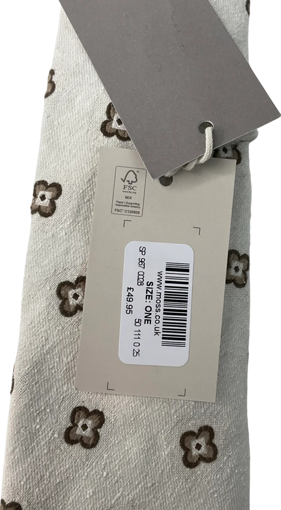 Moss Bros Cream Patten Tie One Size