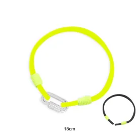 Neon yellow & Black nylon bracelets with chain link - silver