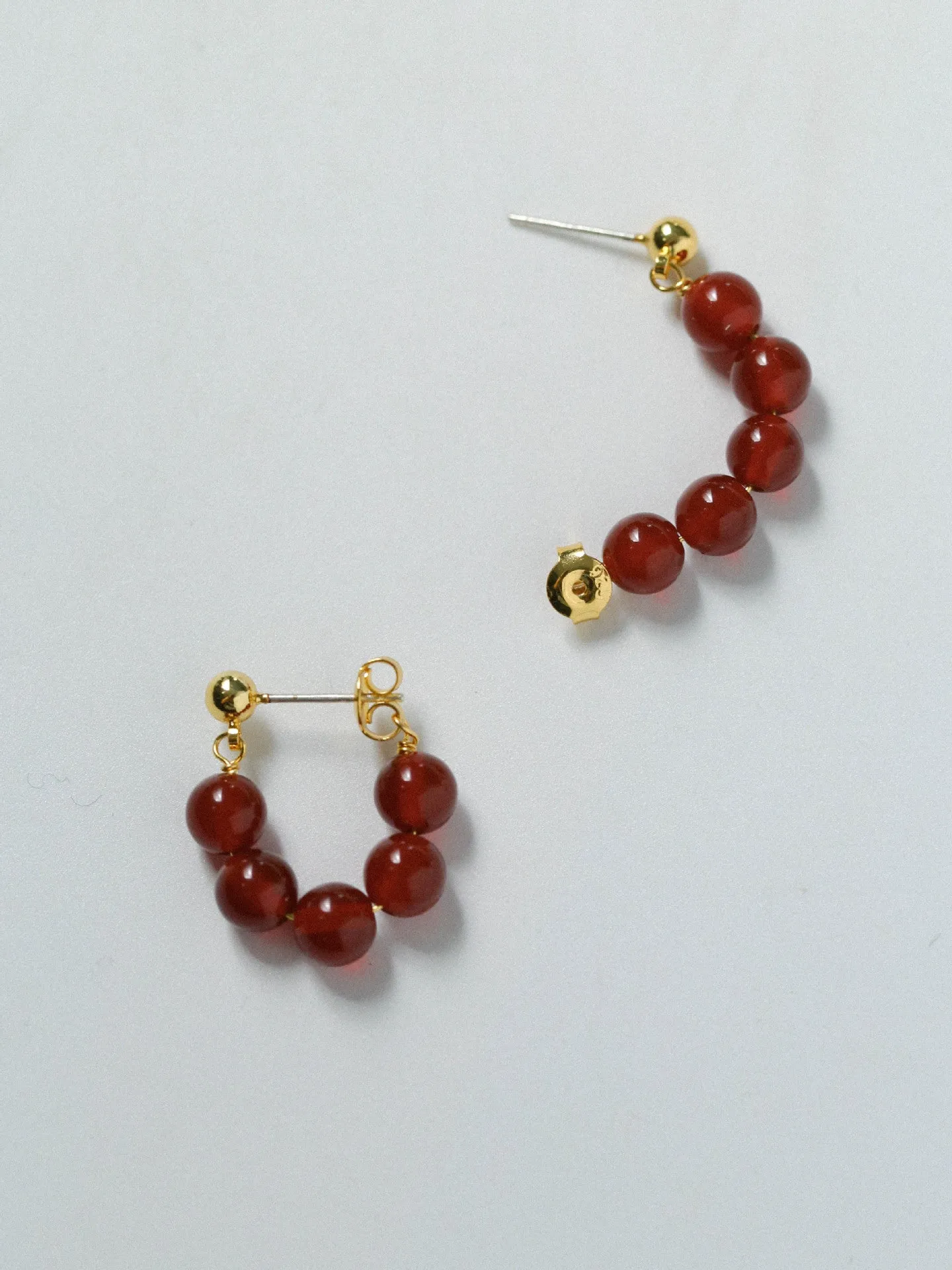 New Year's Red Agate Stone Beaded Earrings
