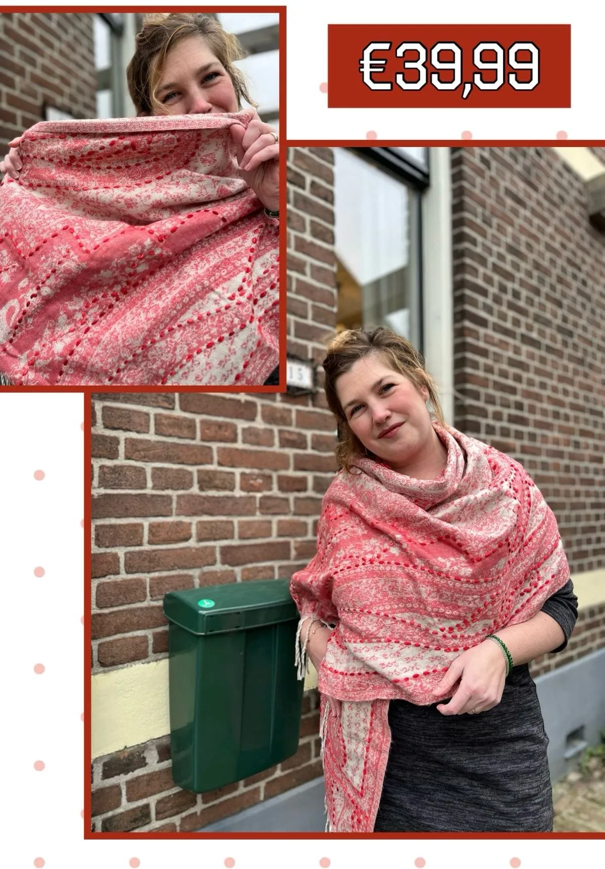 Paisley style- warme wintersjaal - coral beauty