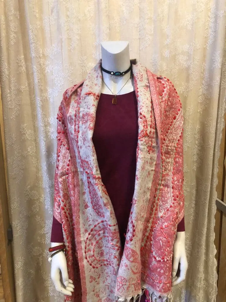 Paisley style- warme wintersjaal - coral beauty