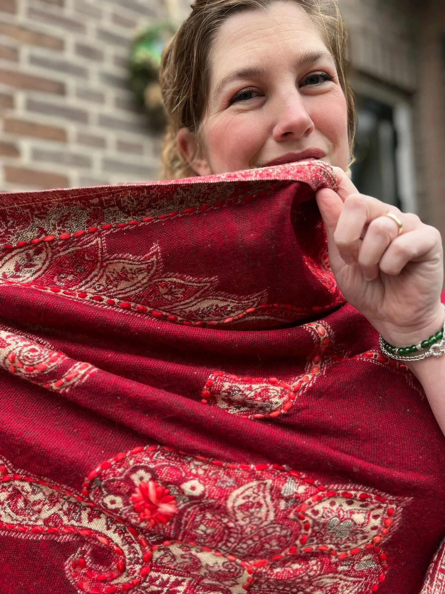 Paisley style- warme wintersjaal - deep red