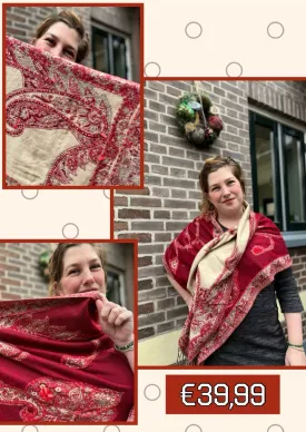 Paisley style- warme wintersjaal - deep red