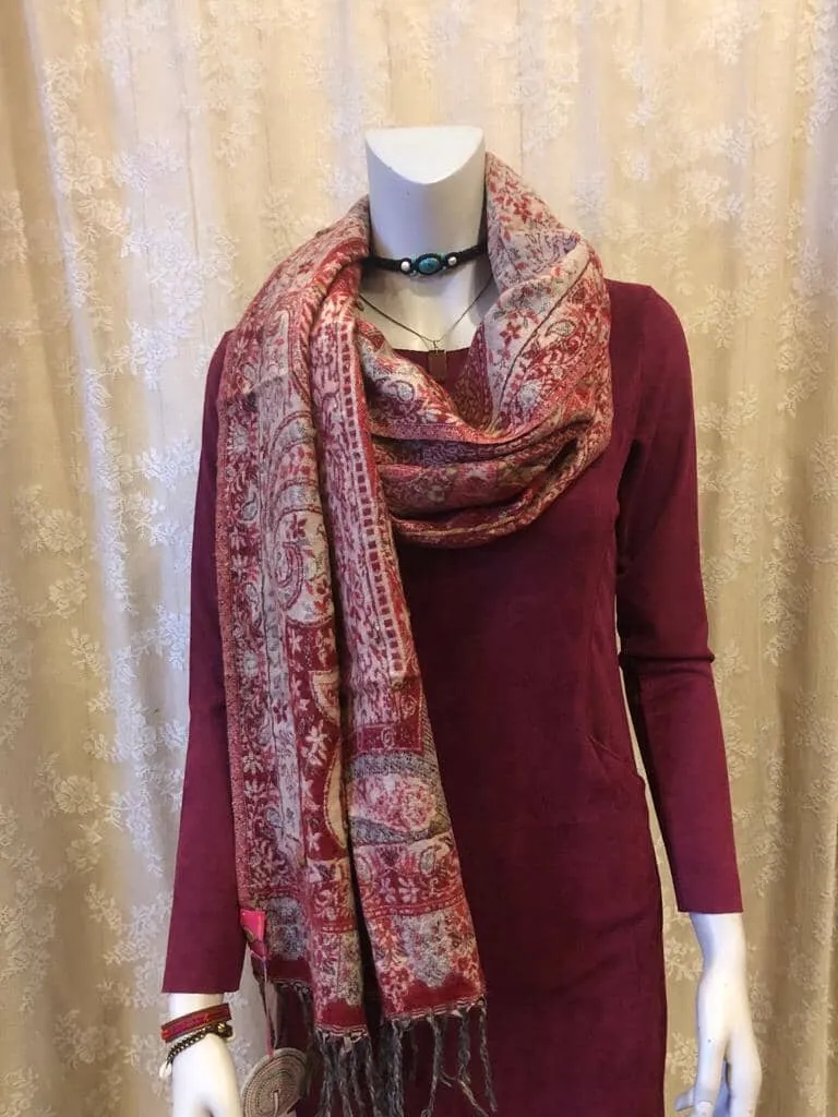 Paisley style- warme wintersjaal - deep red