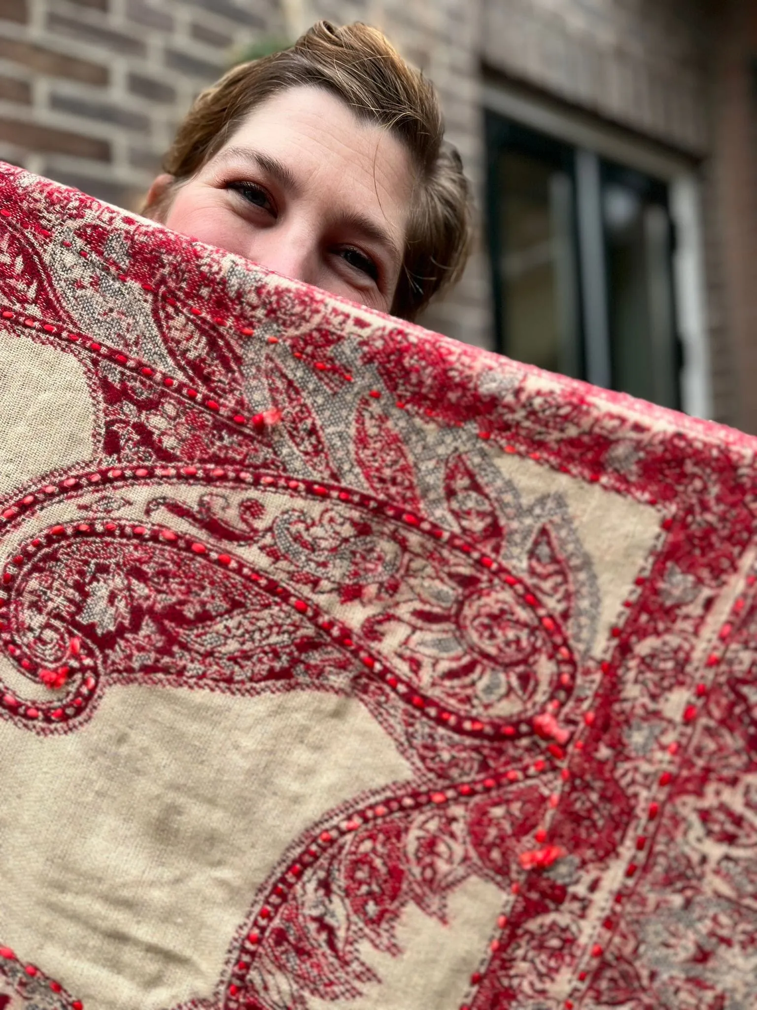 Paisley style- warme wintersjaal - deep red