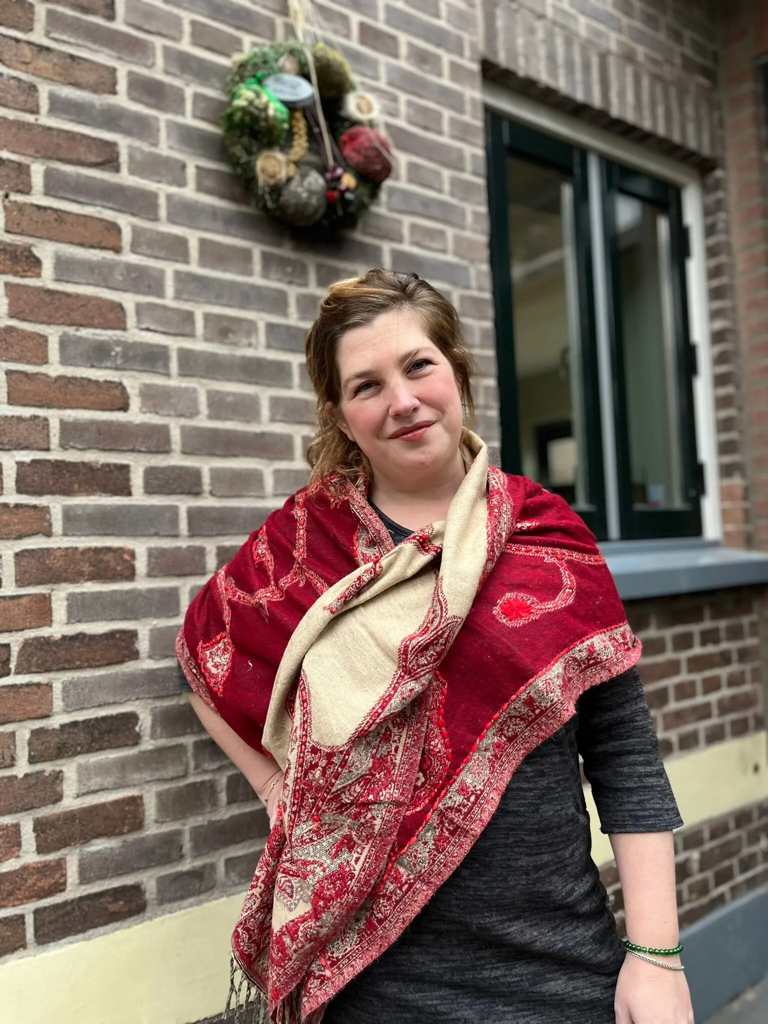 Paisley style- warme wintersjaal - deep red