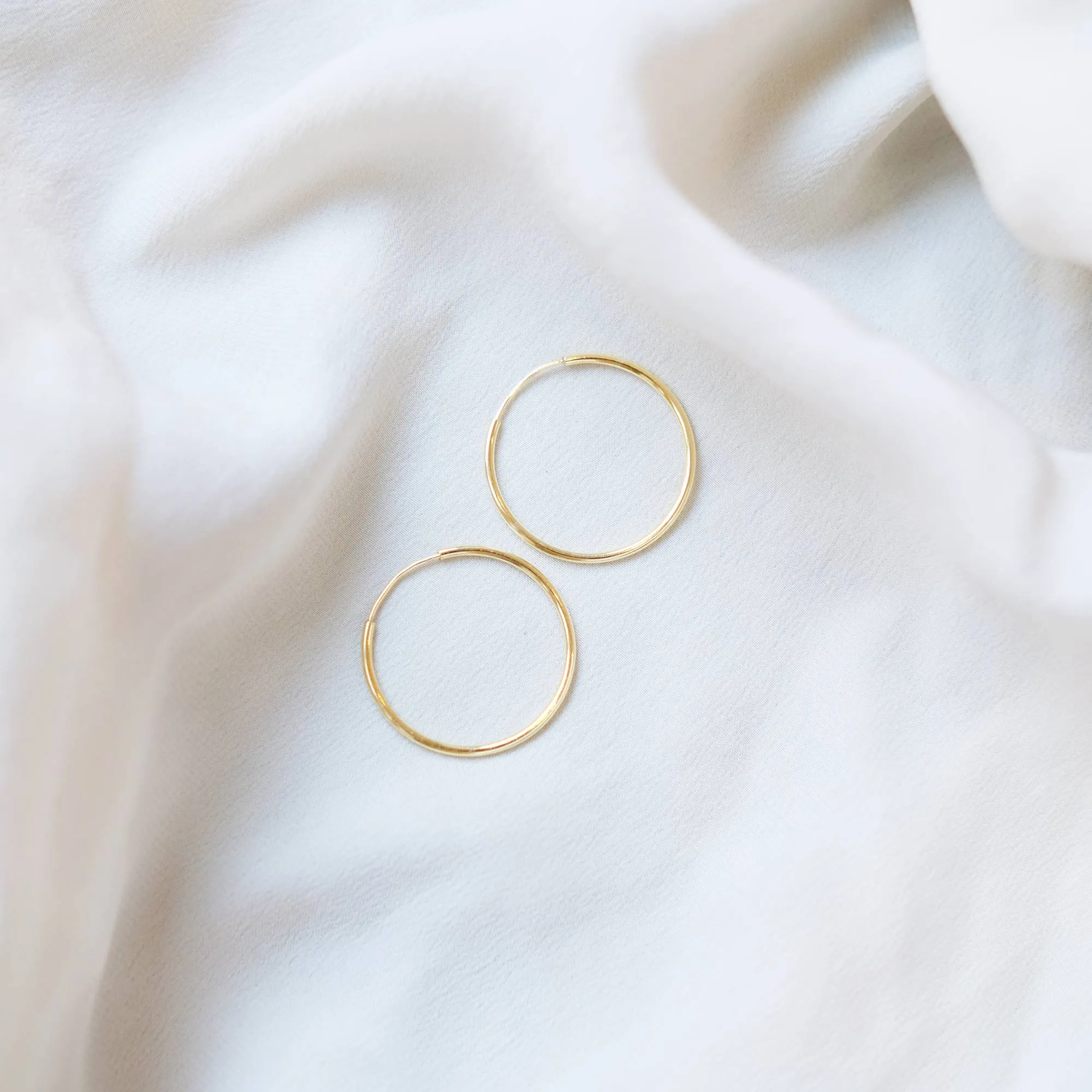 Plain Hoop Earrings - Gold-Plated Silver