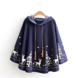 Reindeer Knit Holiday Poncho