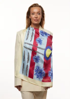 Silk scarf - Ukrainian cornflowers