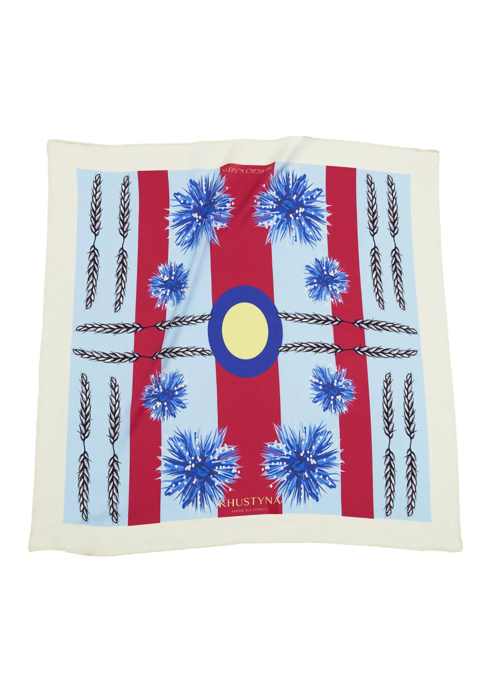 Silk scarf - Ukrainian cornflowers