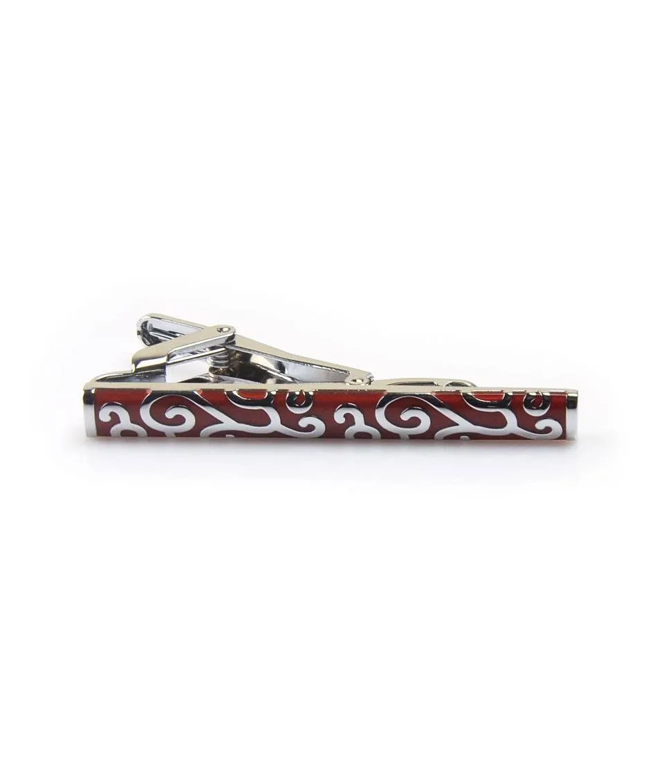 Silver & Crimson Pattern Tie Bar