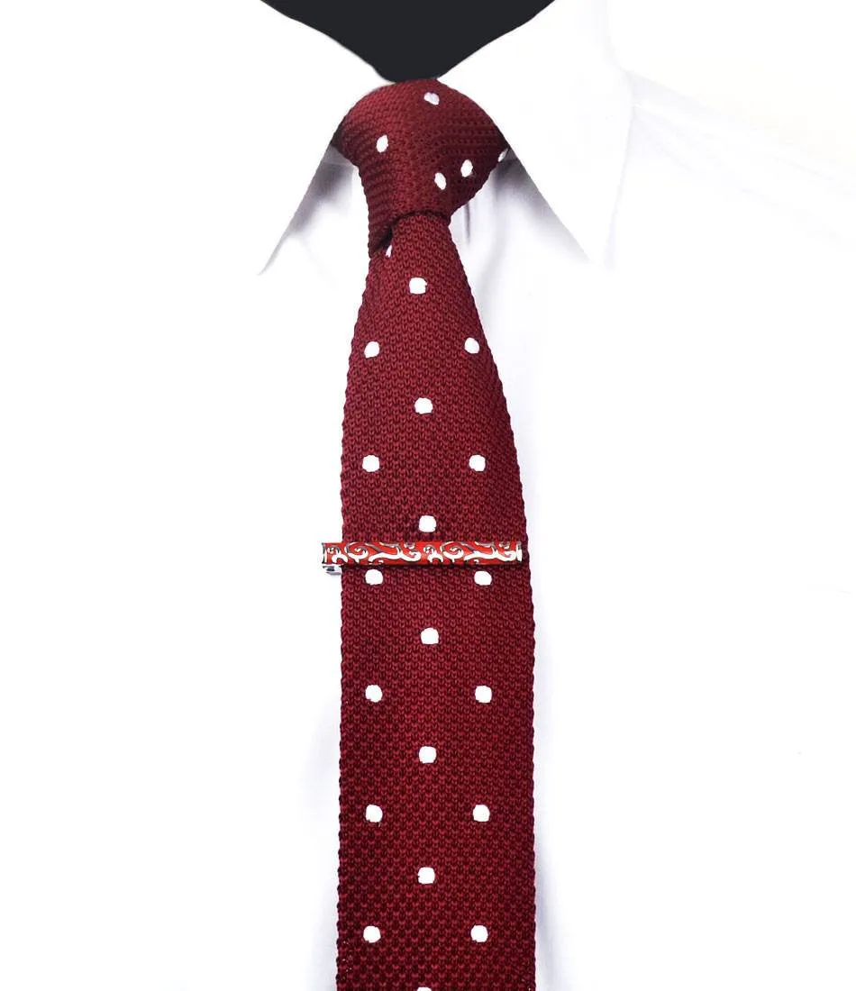 Silver & Crimson Pattern Tie Bar