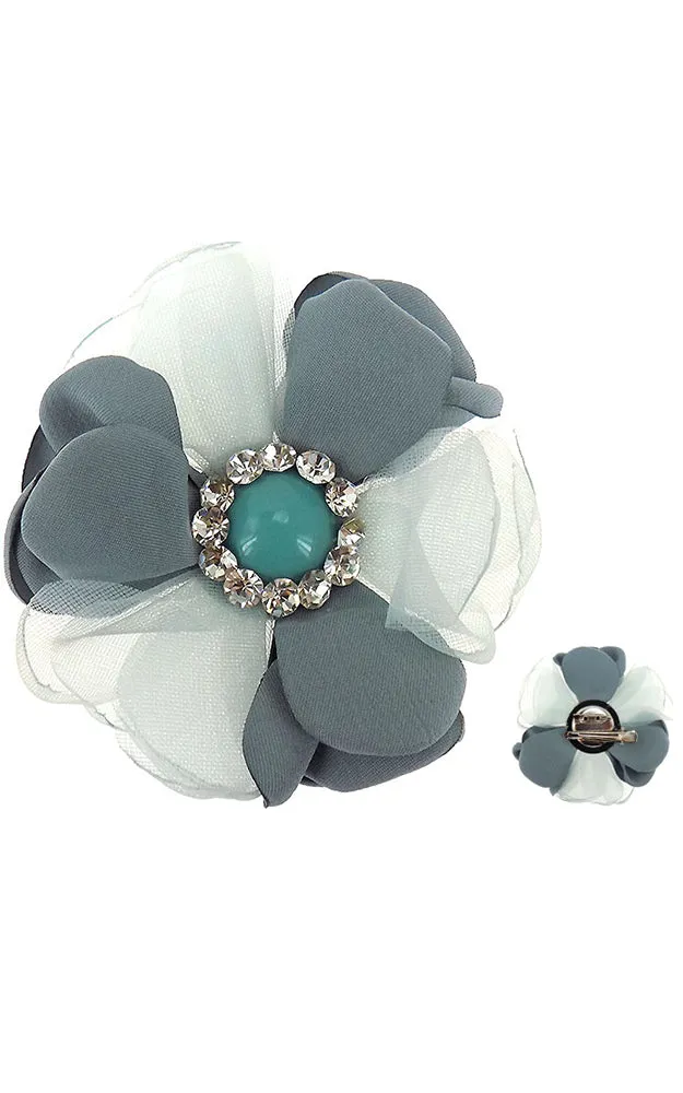 TD0151 Flower Corsage Brooch with Stone Accent