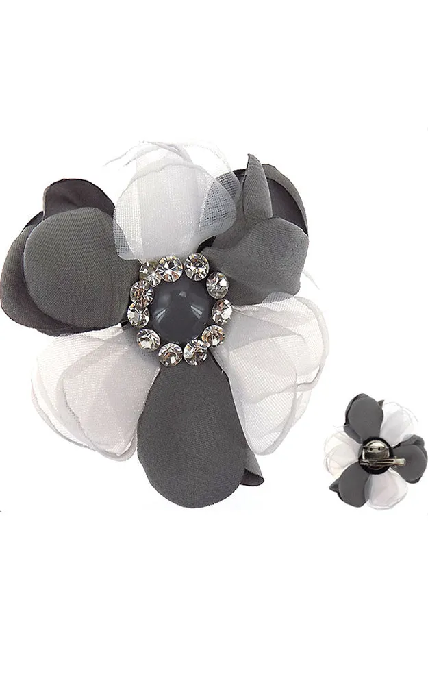 TD0151 Flower Corsage Brooch with Stone Accent