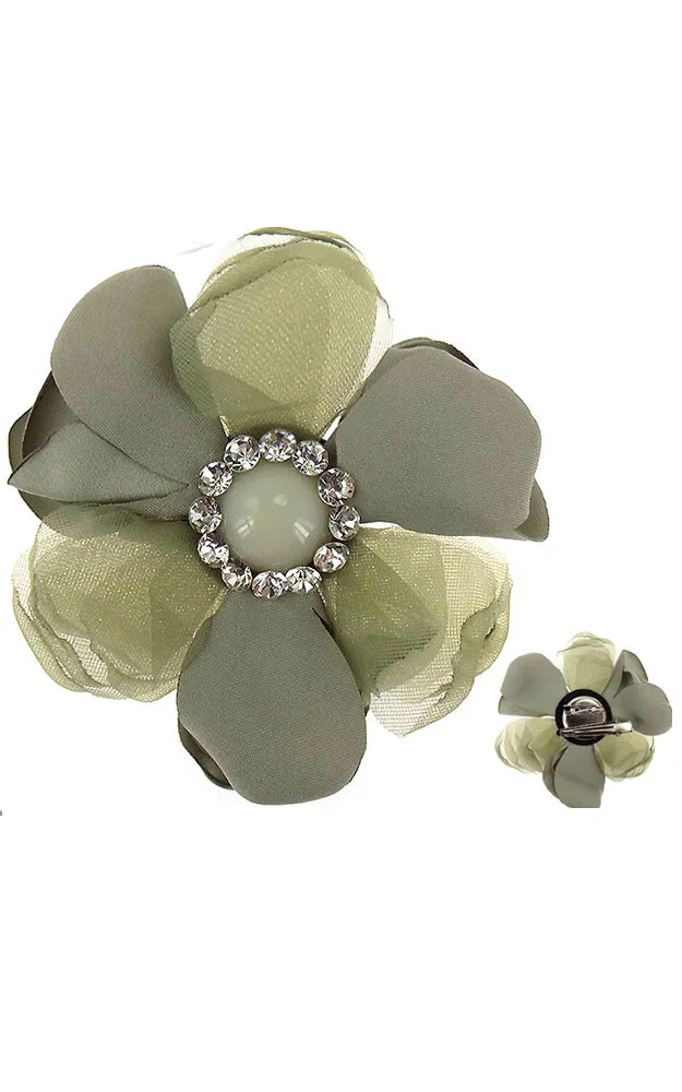 TD0151 Flower Corsage Brooch with Stone Accent