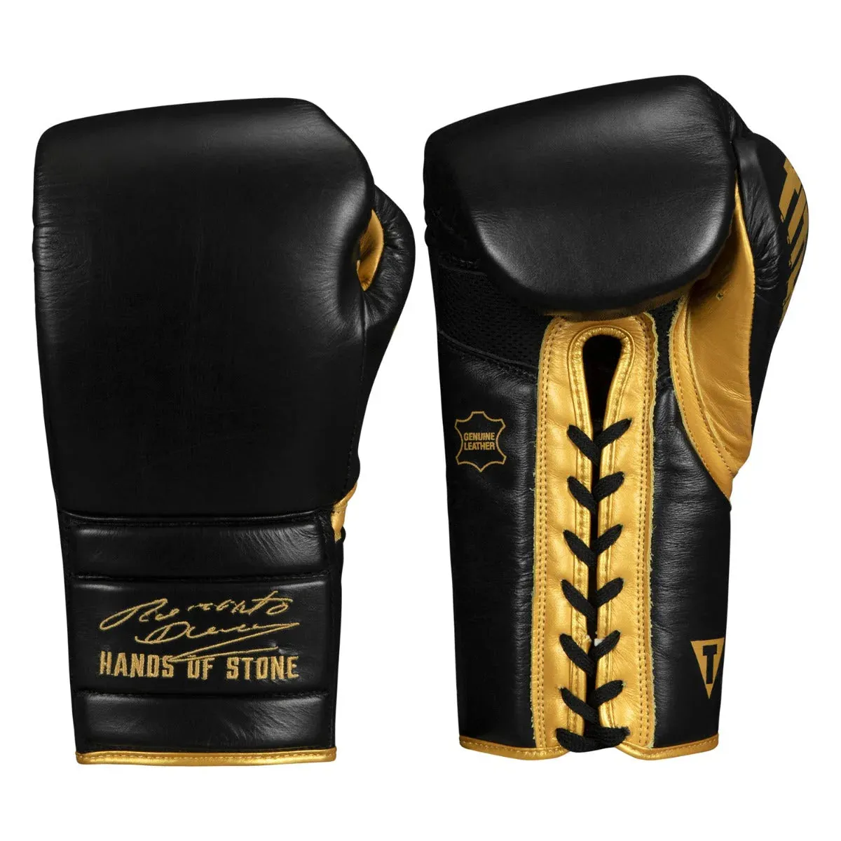TITLE Roberto Duran Leather Sparring Boxing Gloves - Lace Up