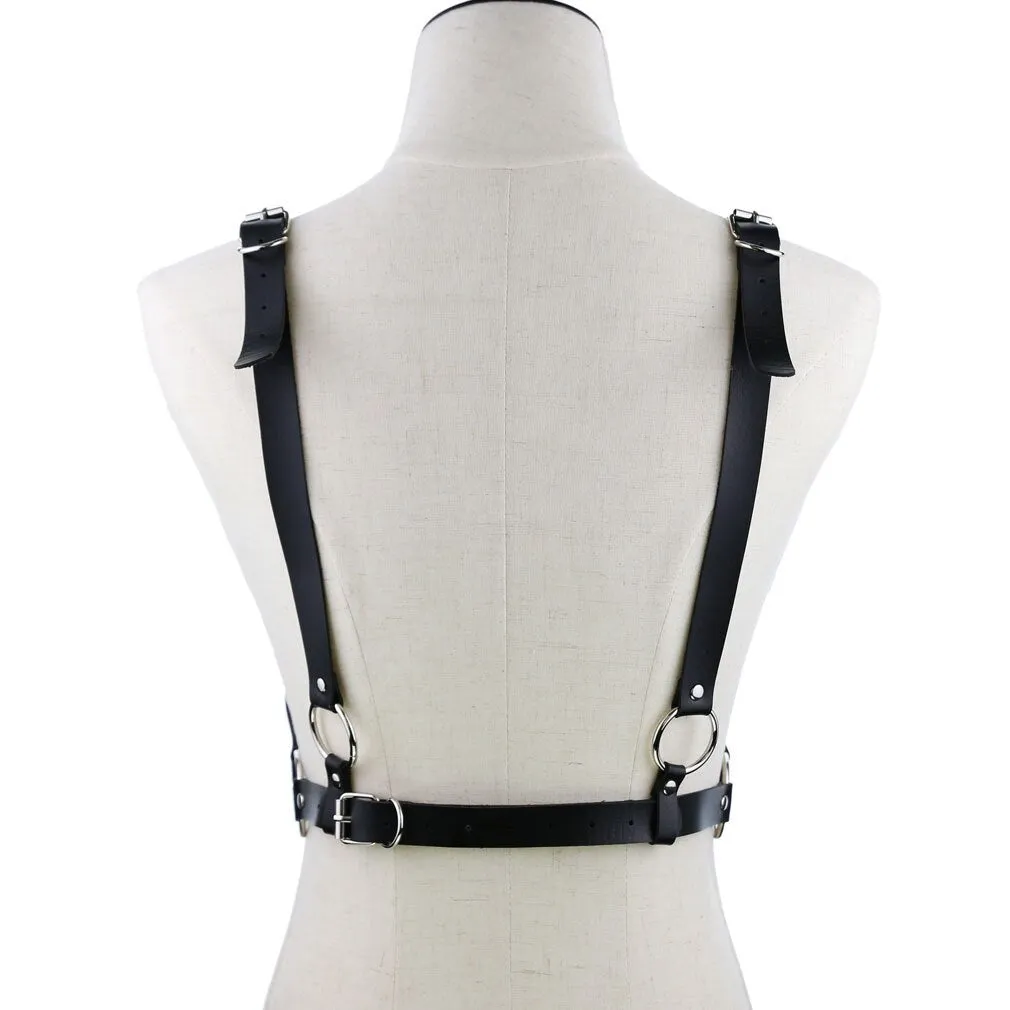 'Total Badass' Black Goth Alt Fake Leather Body Harness