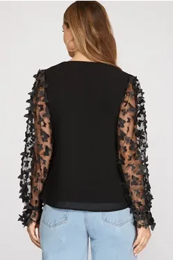 V Neck Butterfly Sleeve Top