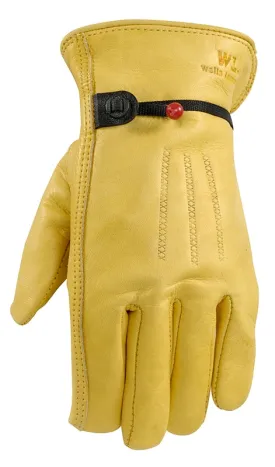 Wells Lamont 1132XX Adjustable Work Gloves, Men's, 2XL, Keystone Thumb, Cowhide Leather, Gold/Yellow :PR: QUANTITY: 1