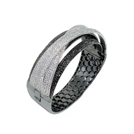 White and Black Gold Diamond Bangle